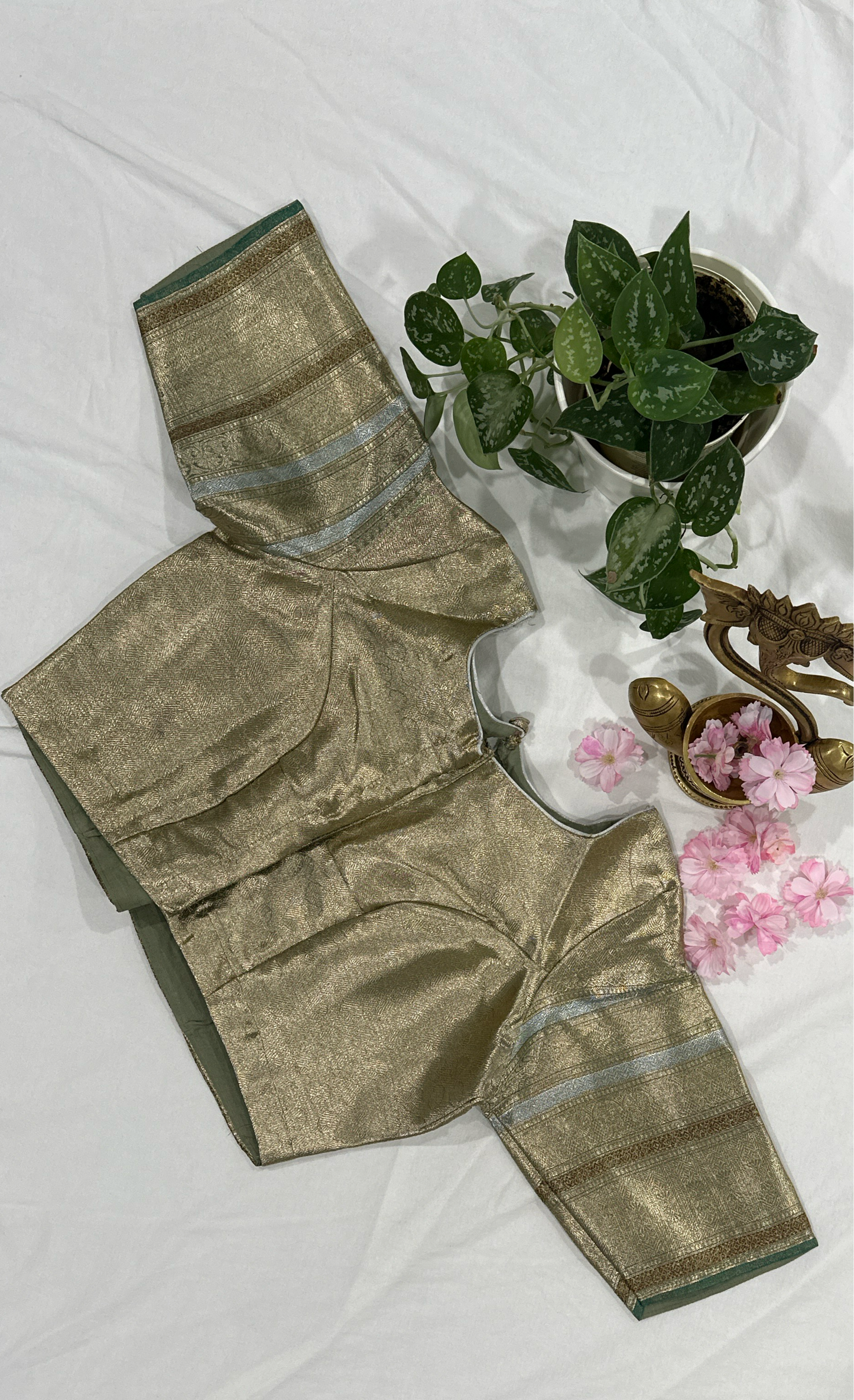 Banarasi Tissue Green Saree