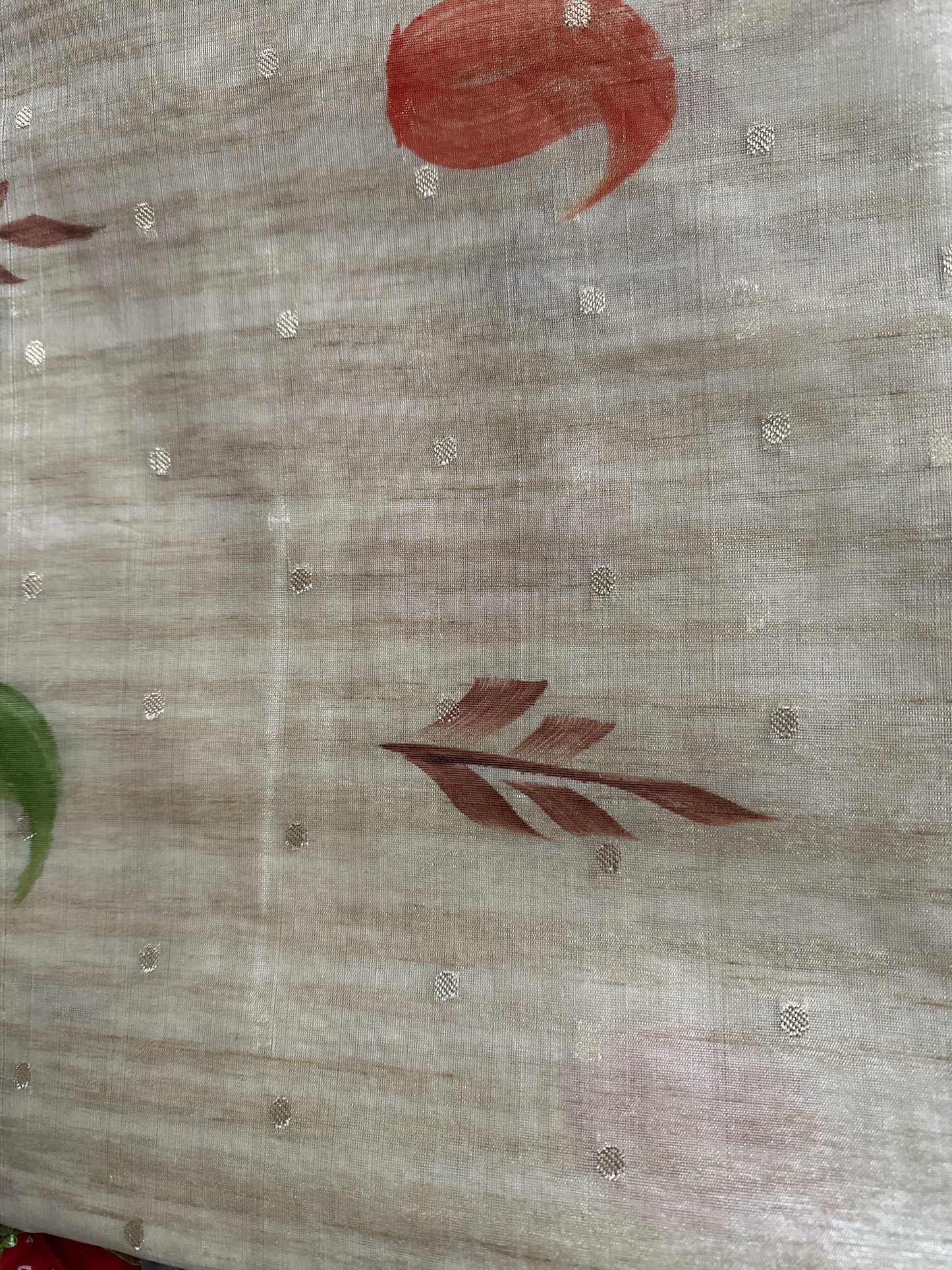 chapa silk hand painted Beige Saree
