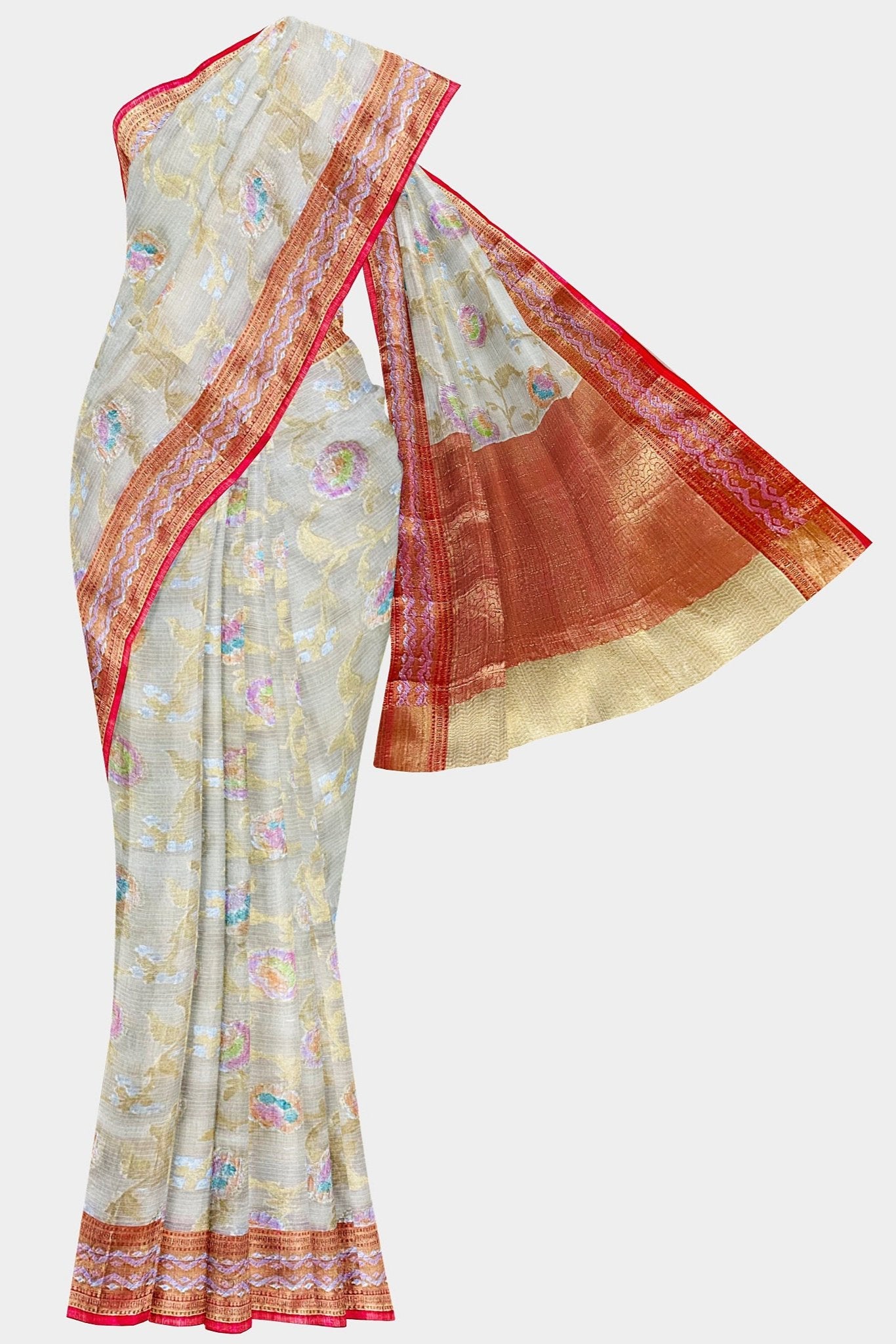 Kota Floral Beige Saree