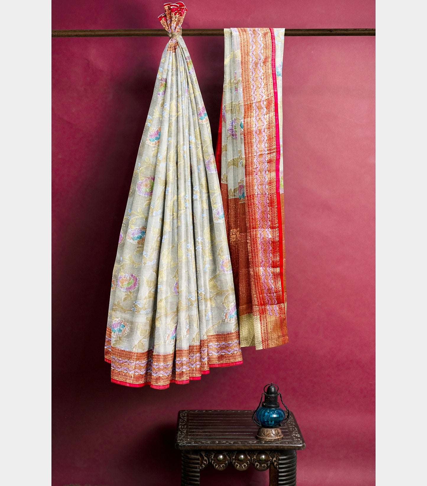 Kota Floral Beige Saree