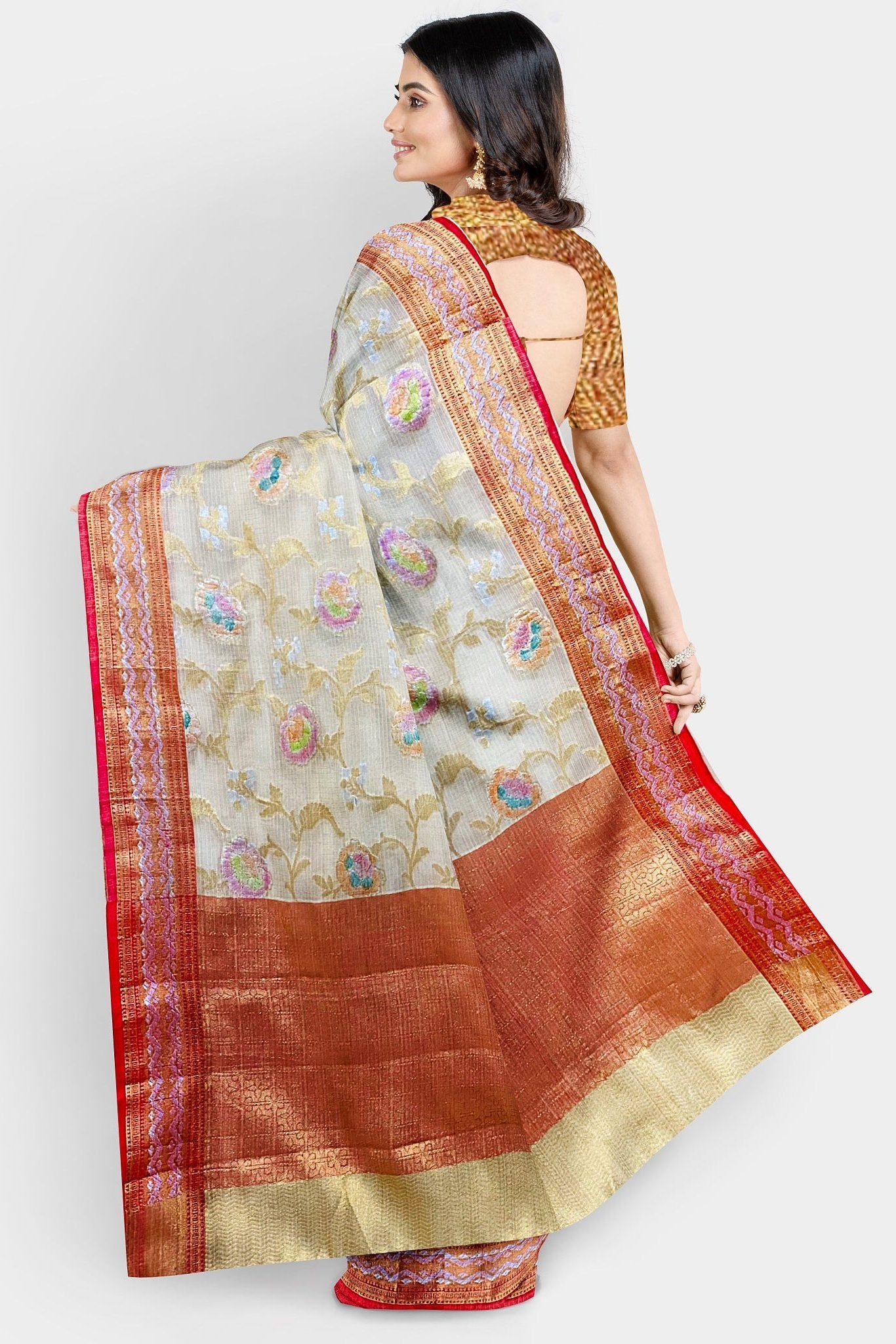 Kota Floral Beige Saree