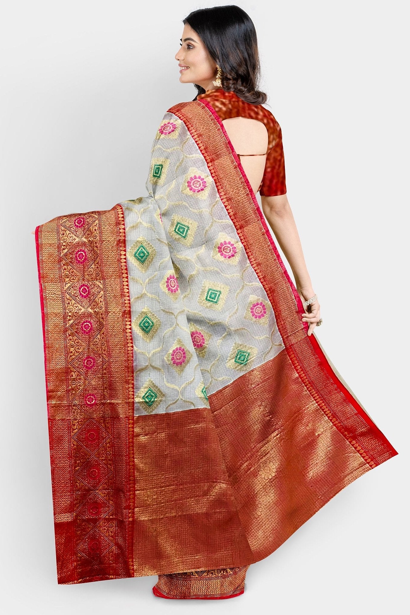 Kota Floral Beige Saree