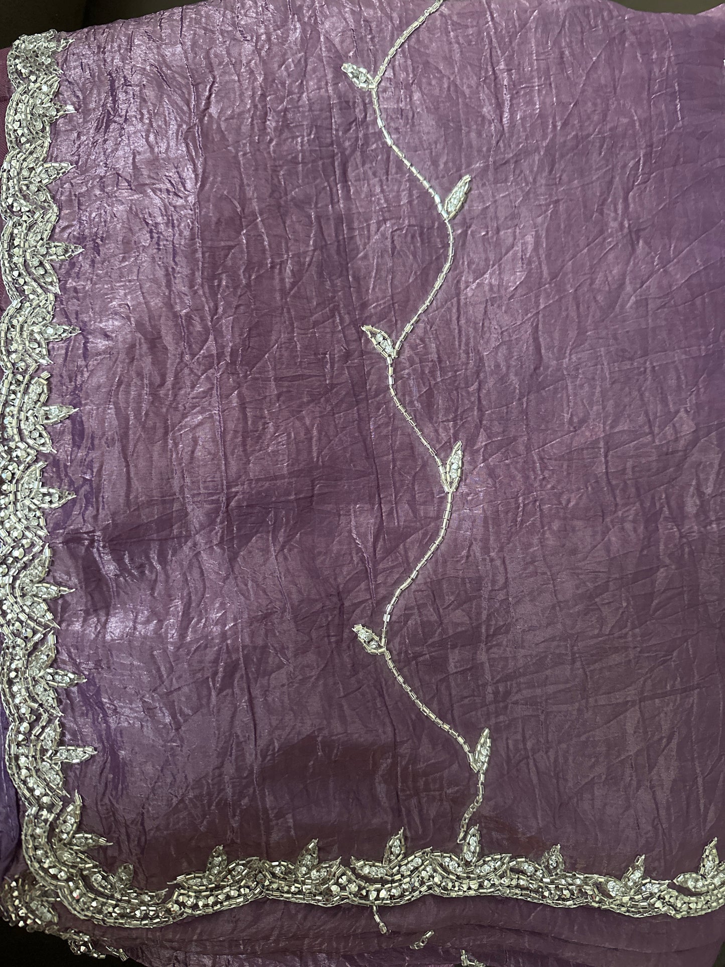 Tussar Crush Hand Embroidered Saree