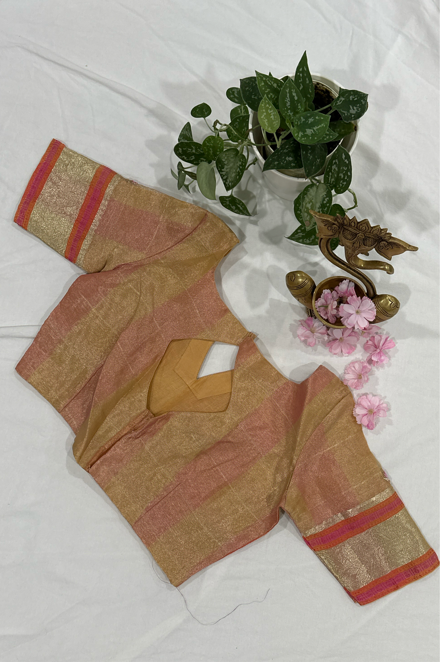 Fancy Checks Zardosi Beige Saree