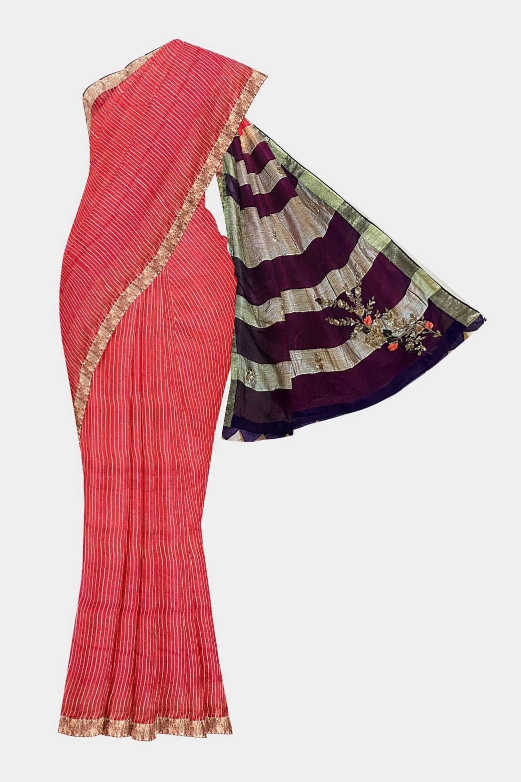 Fancy Red Saree With Work Blouse