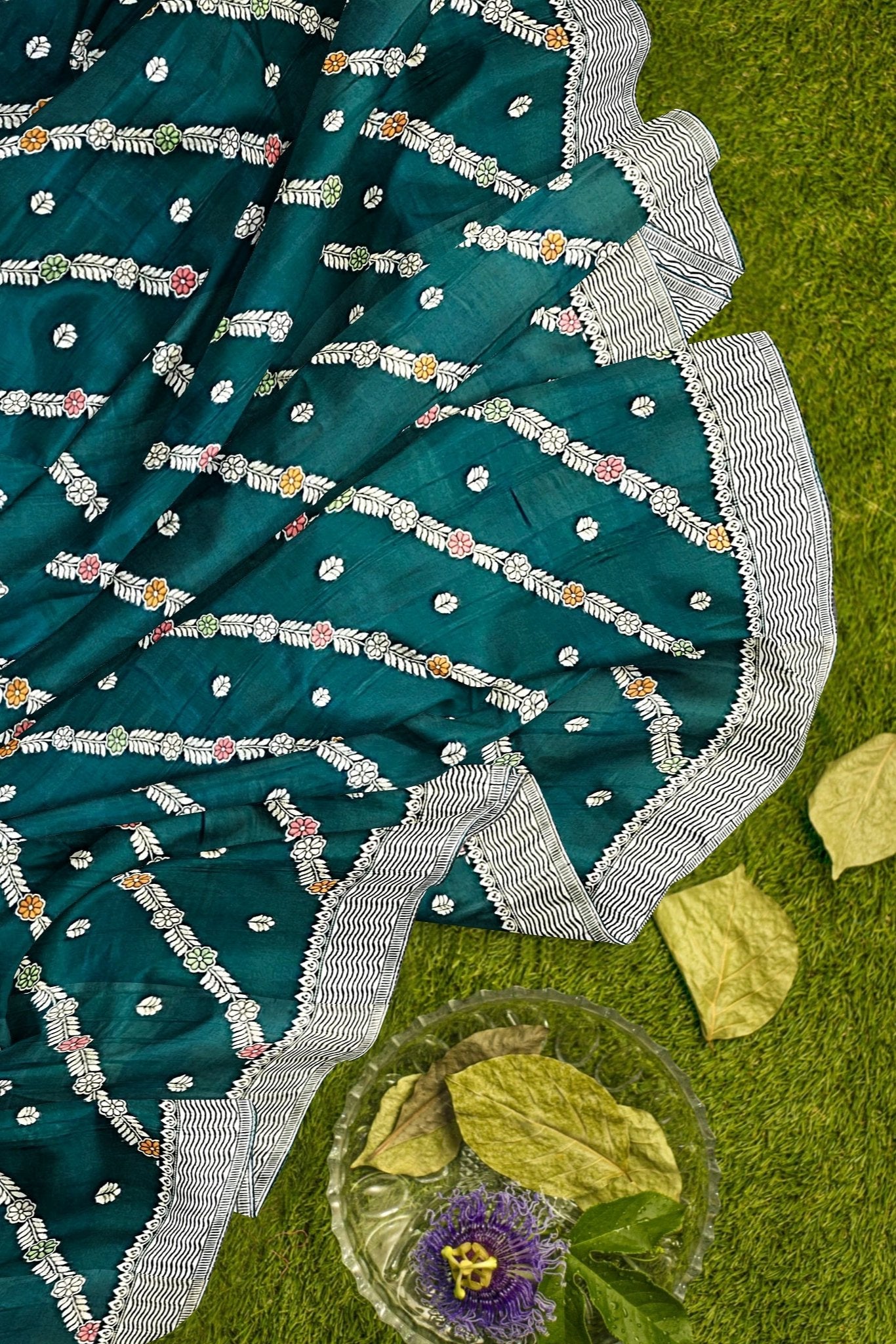 Tussar Georgette Meena Green Saree