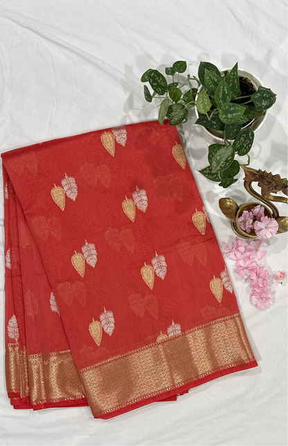 Erode Chiniya Silk Red Saree