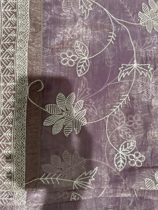 Crush Crepe Work Lavender Saree