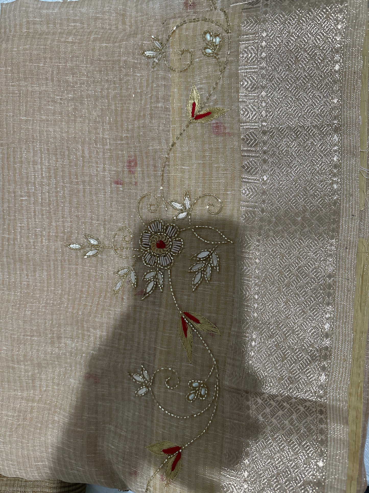 Kota Pipework Beige Saree
