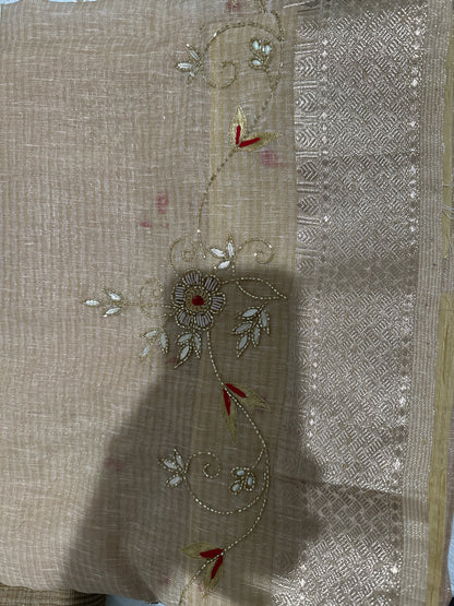 Kota Pipework Beige Saree