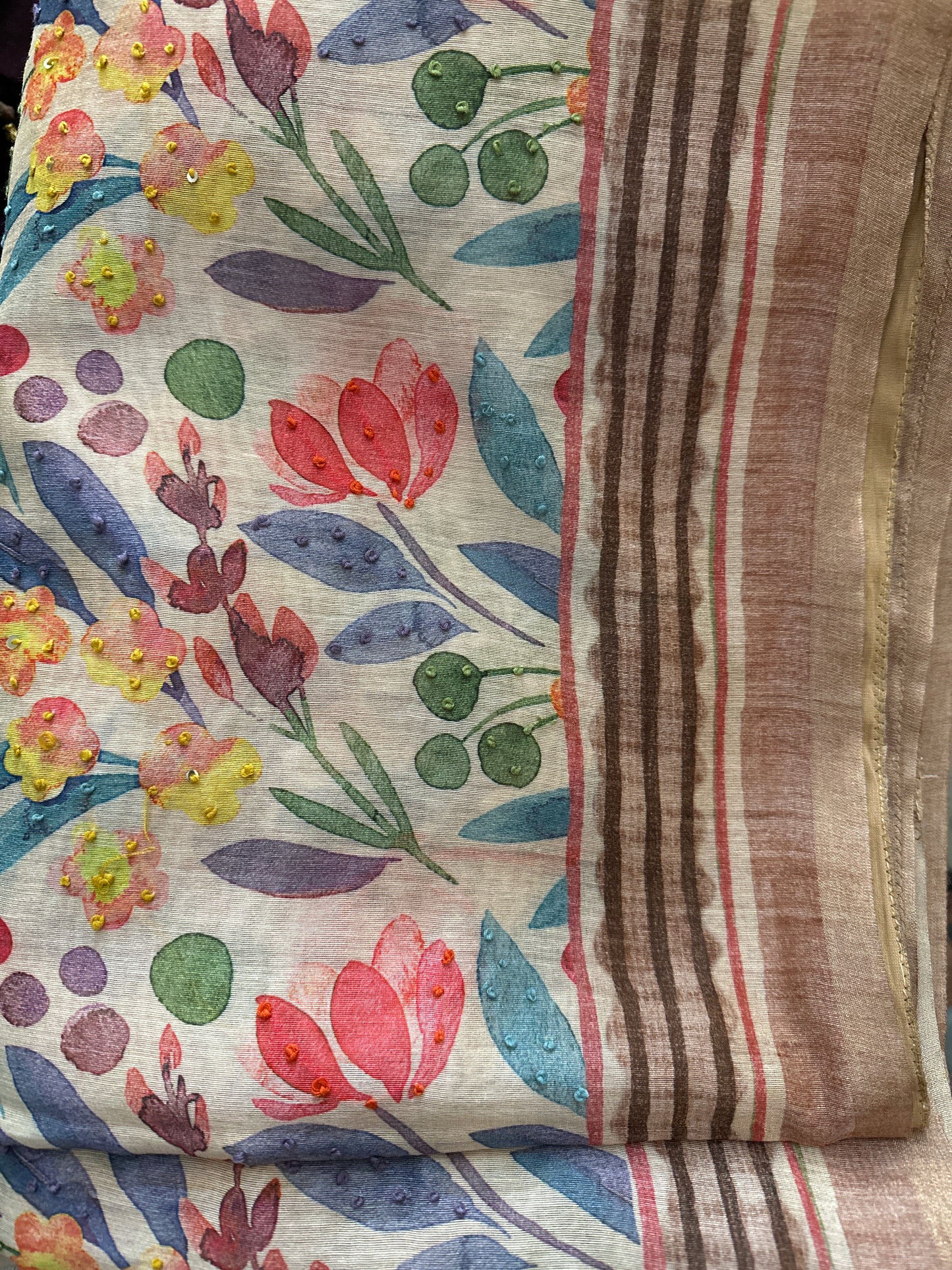 Semi Tussar Floral Multi Colour Saree