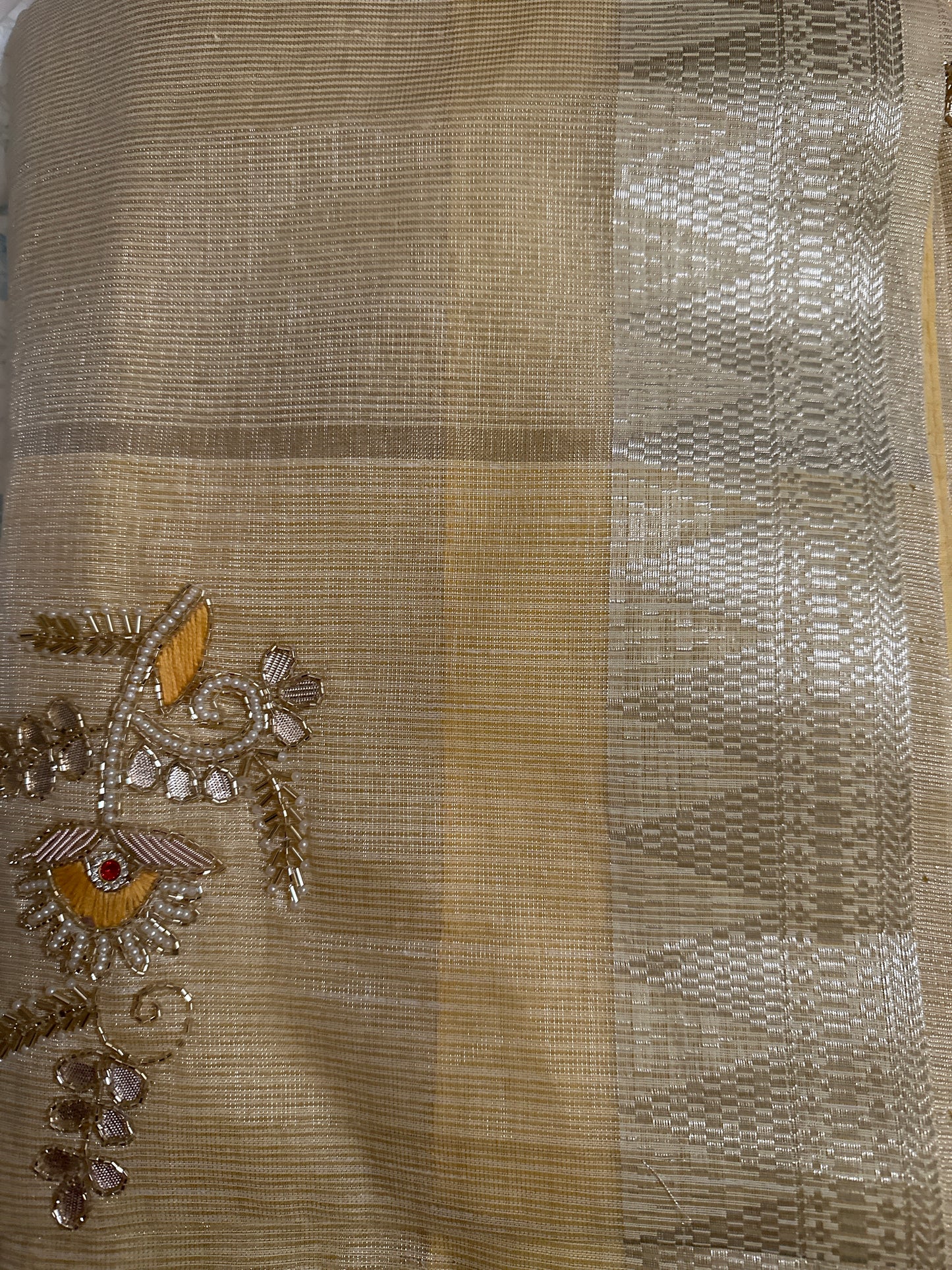 Fancy Kota Gota Patti Yellow Saree