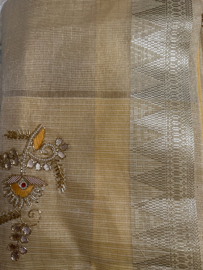 Fancy Kota Gota Patti Yellow Saree