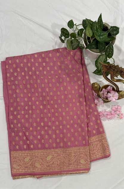 Banarasi mango motif lite pink saree