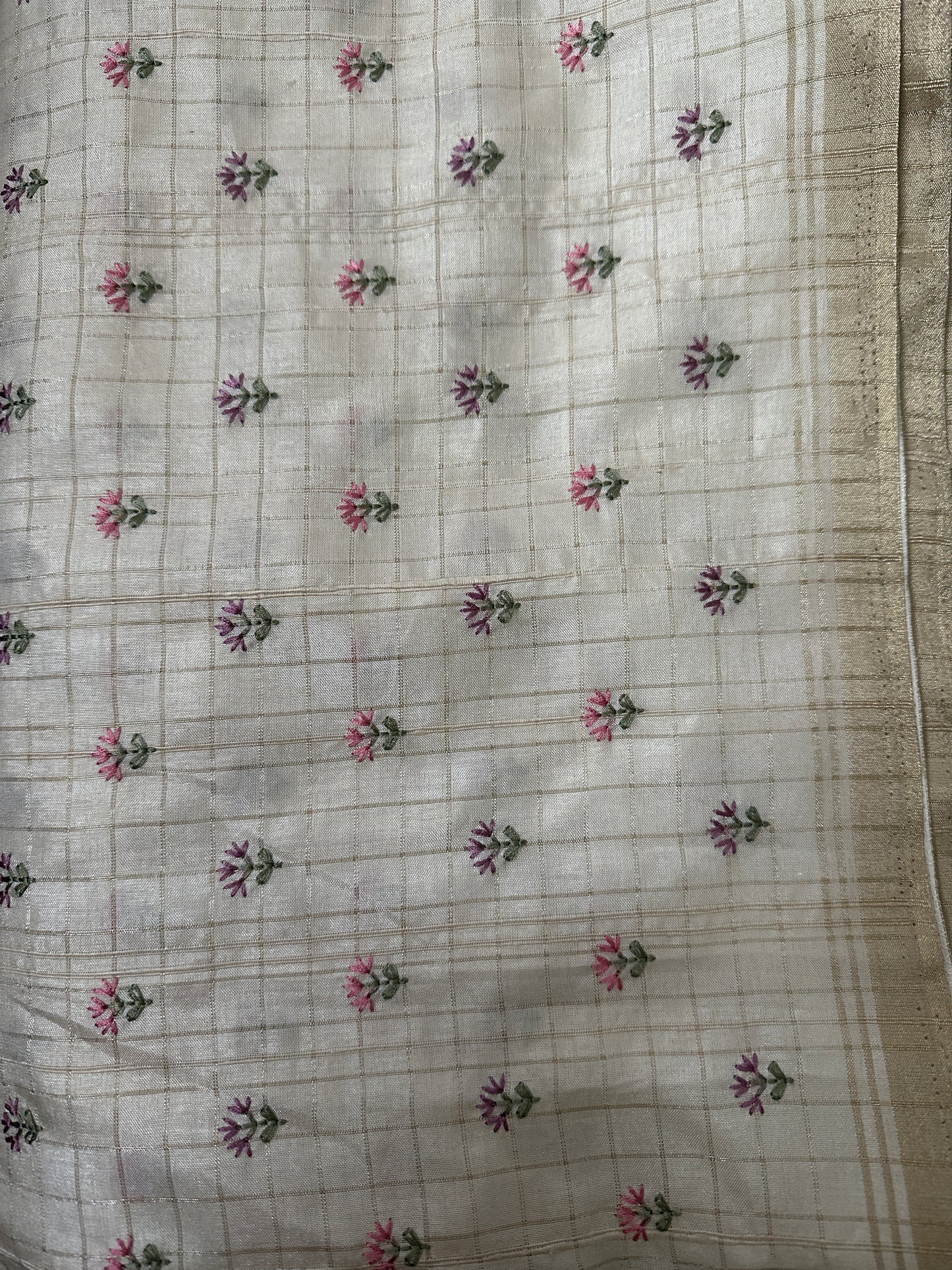 Fancy Embroidered Beige Saree