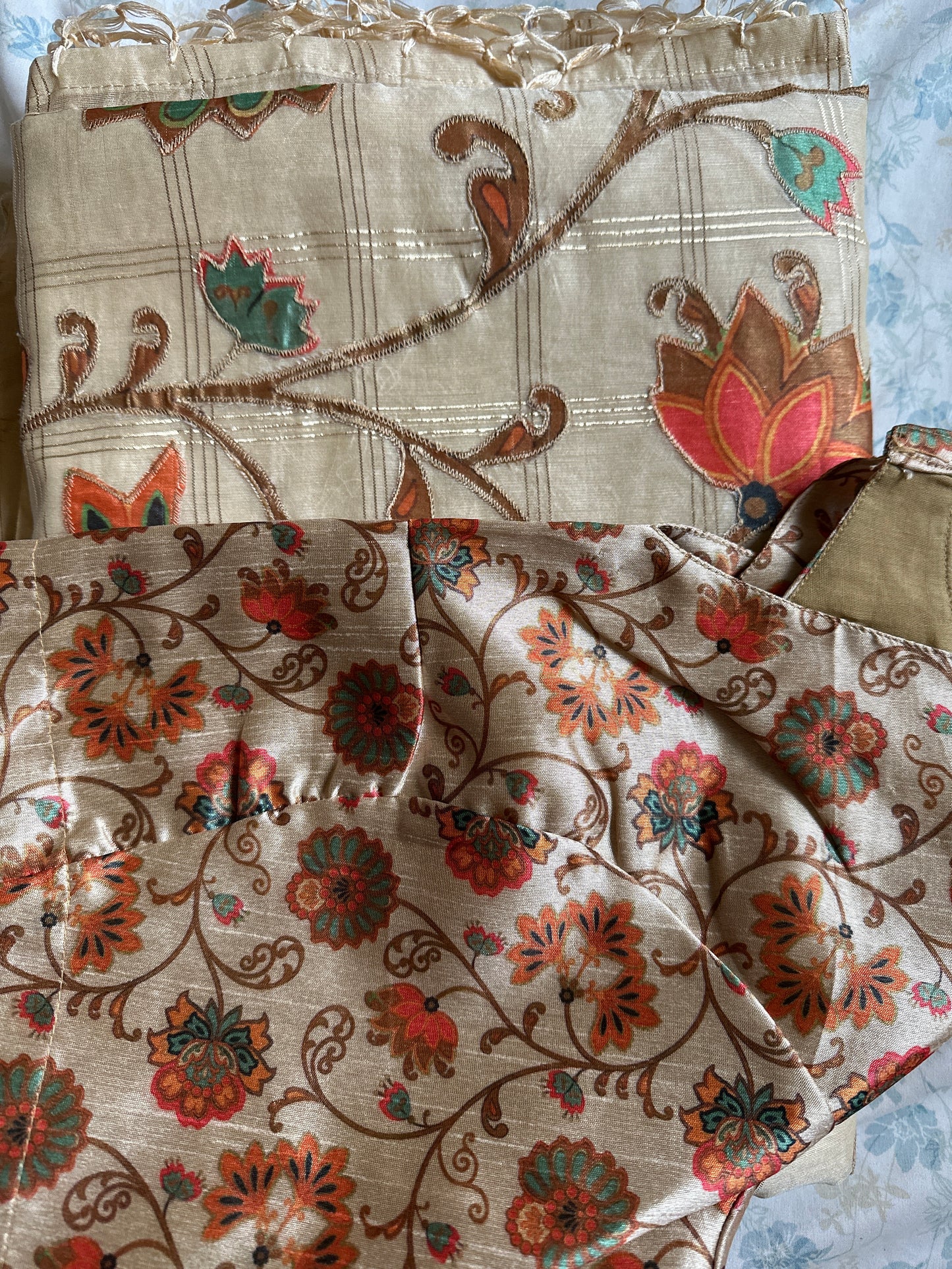 Kota Applique Work Beige Saree