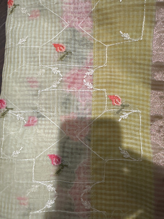Fancy Machine Embroidery Saree