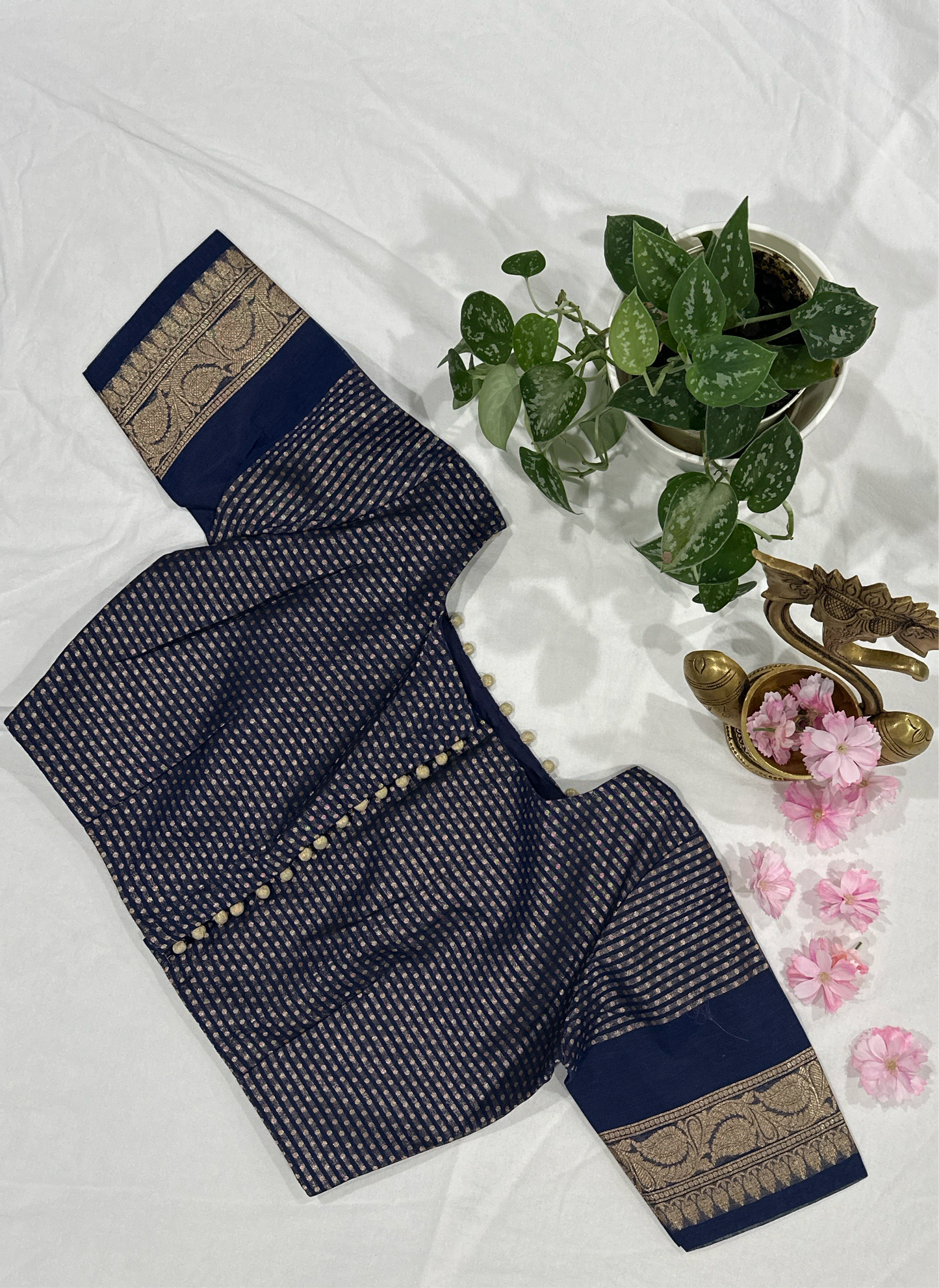 Banarasi Kota Blue and Green Saree