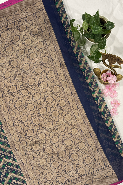 Banarasi Kota Blue and Green Saree