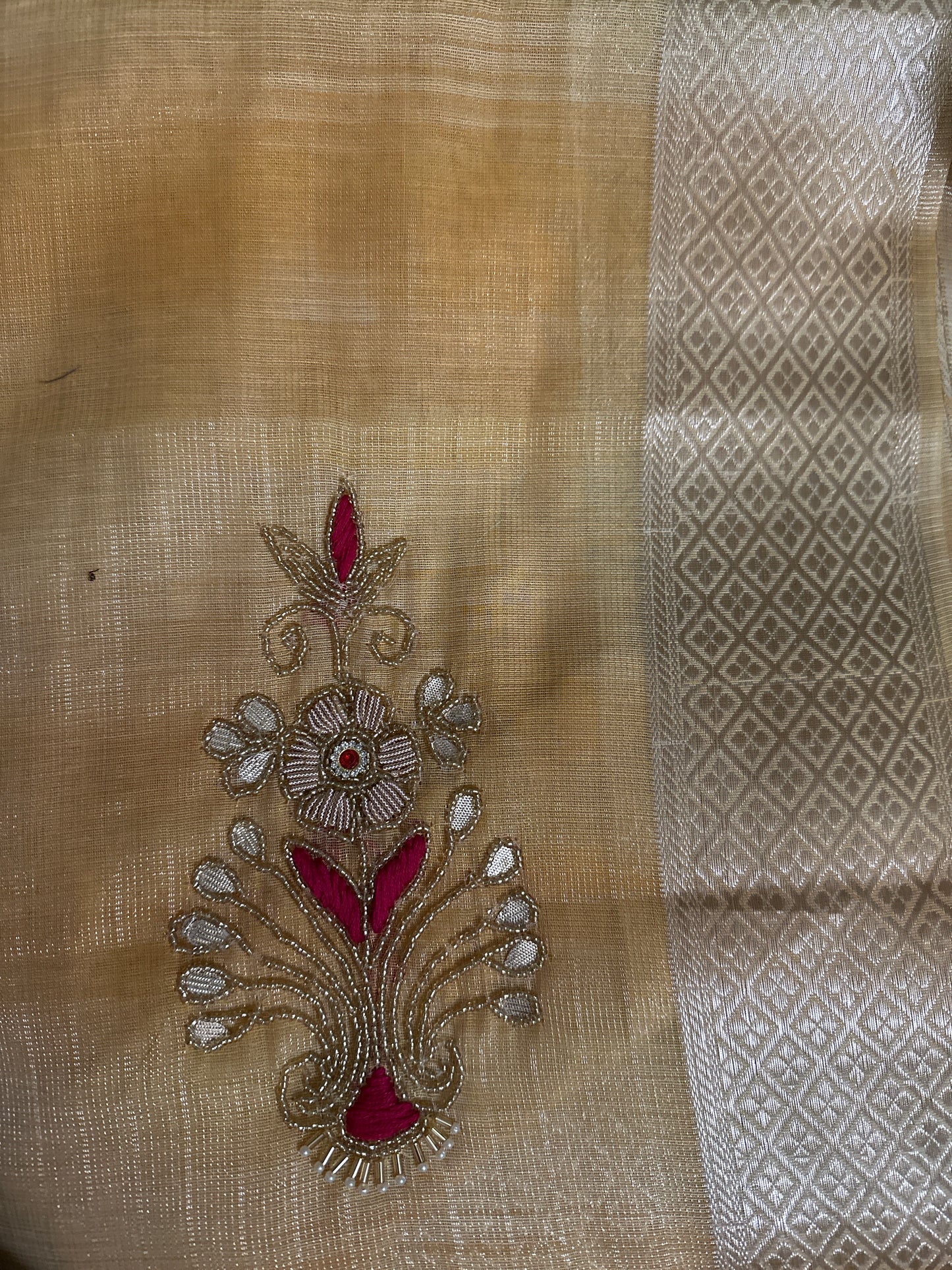 Fancy Kota Gota Patti Yellow Saree