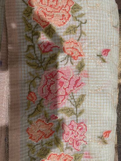 Fancy Machine Embroidery Saree