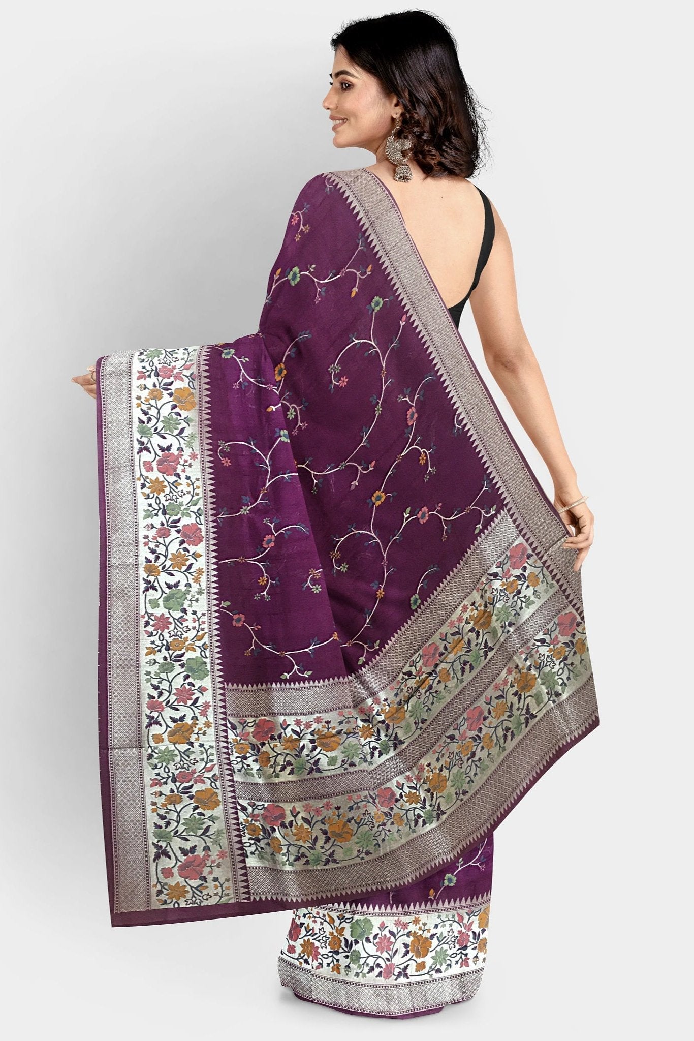 Tussar Georgette Meena Pinkish Purple Saree