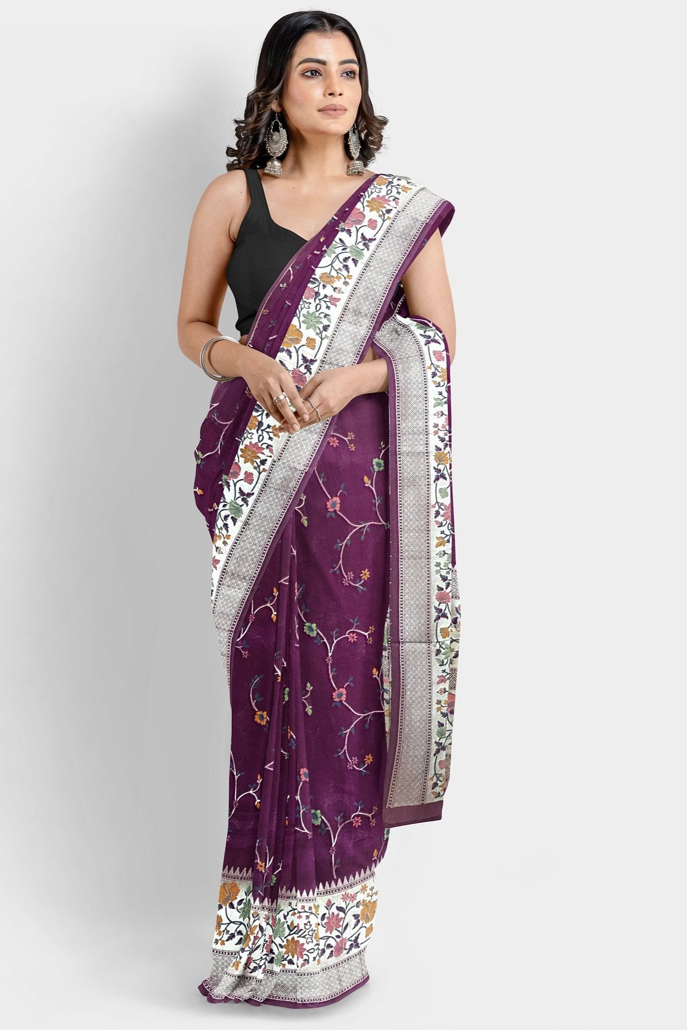 Tussar Georgette Meena Pinkish Purple Saree