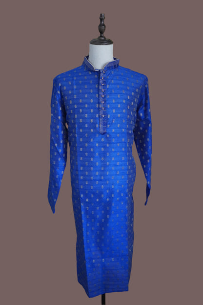 Blue Golden Motif Weaved Kurta