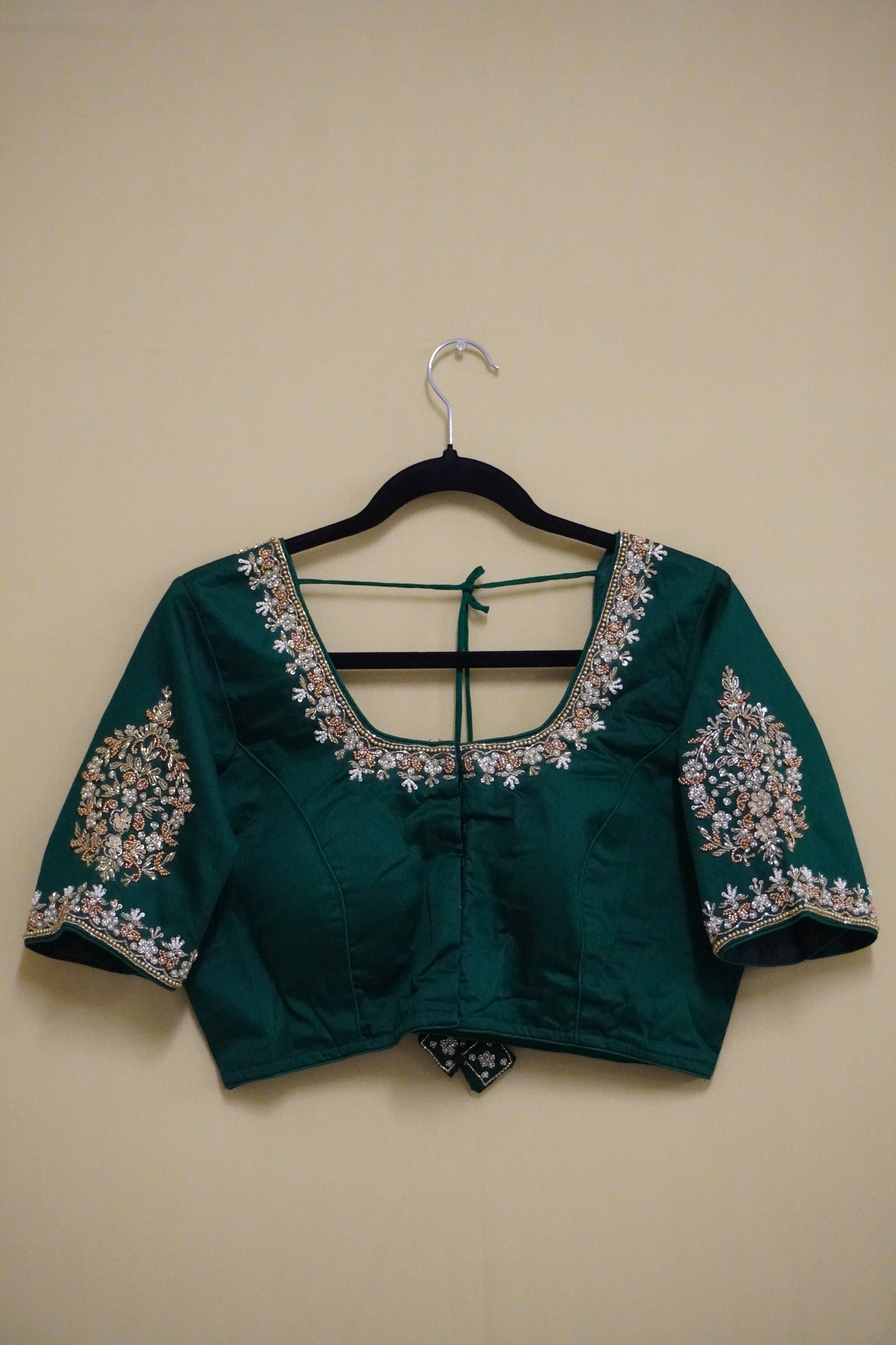 Mystic Green Pearl Maggam Blouse