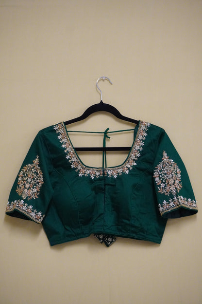Mystic Green Pearl Maggam Blouse