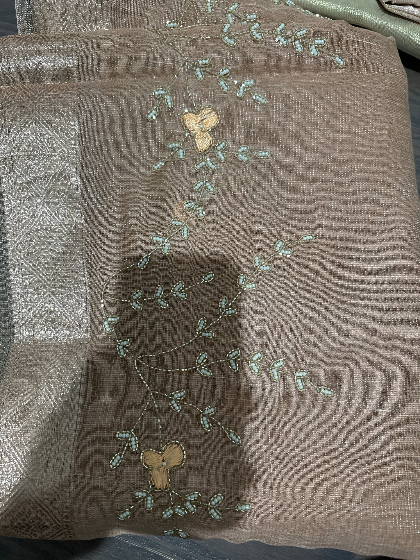 Kota Pipework Beige Saree