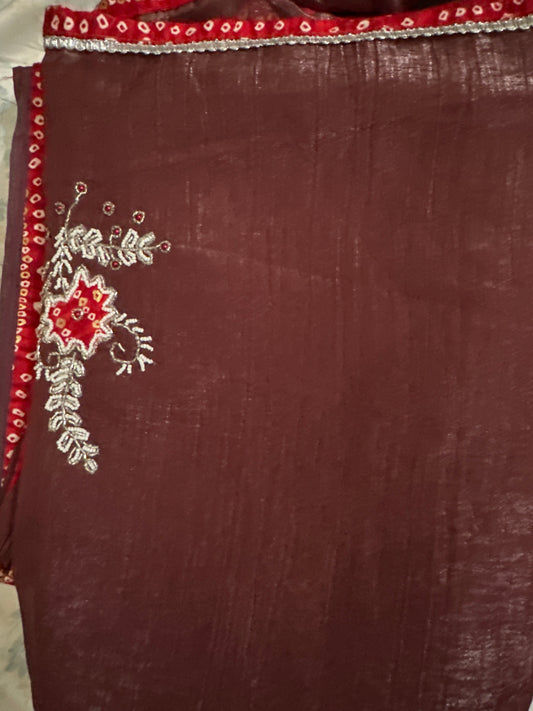 Fancy Crush Tissue Light Wine Saree