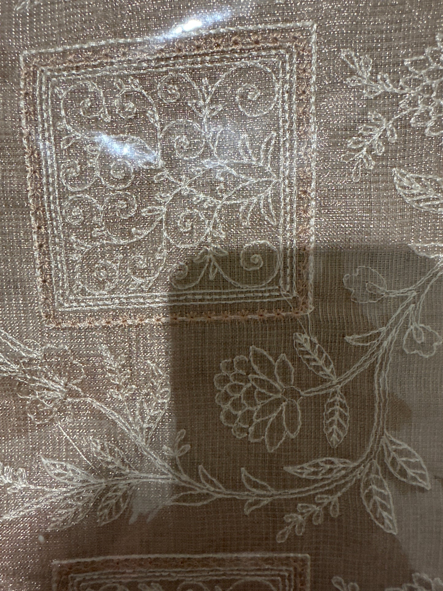 Kota Tissue Full Embroidery Beige Saree