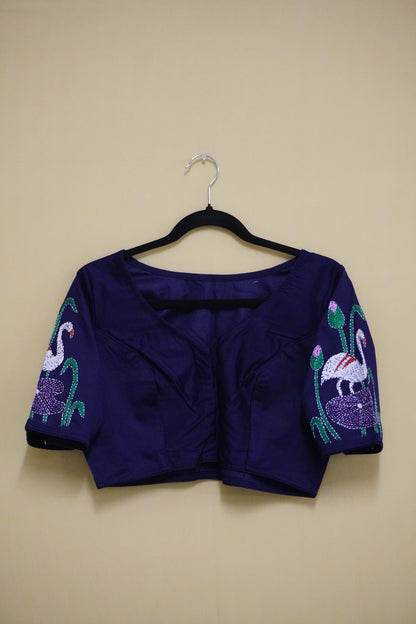 Deep Blue Embroidery Blouse