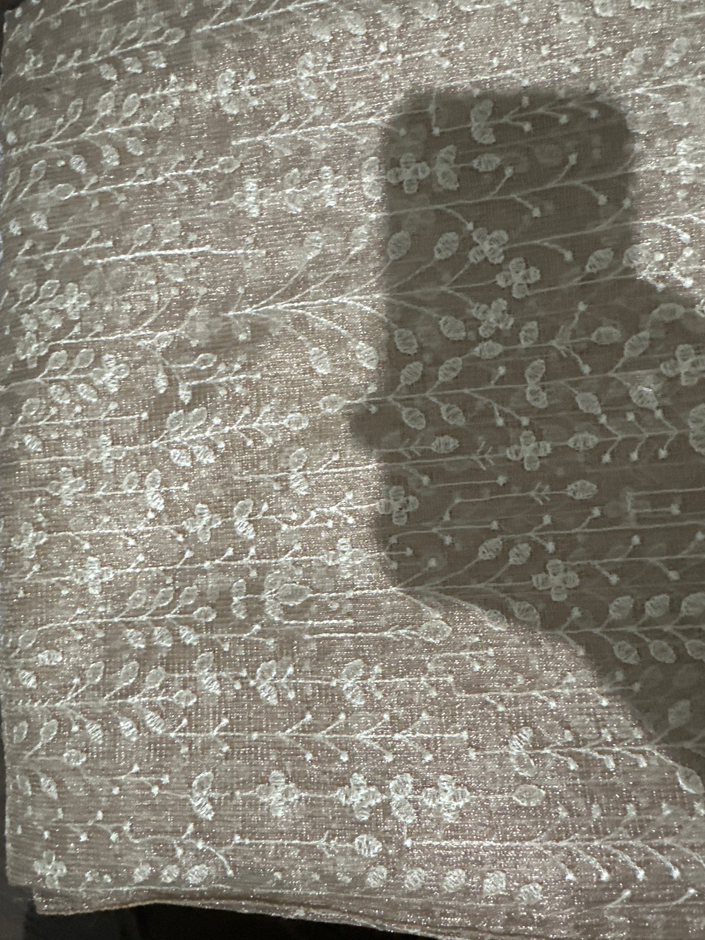 Kota Tissue Full Embroidery Beige Saree