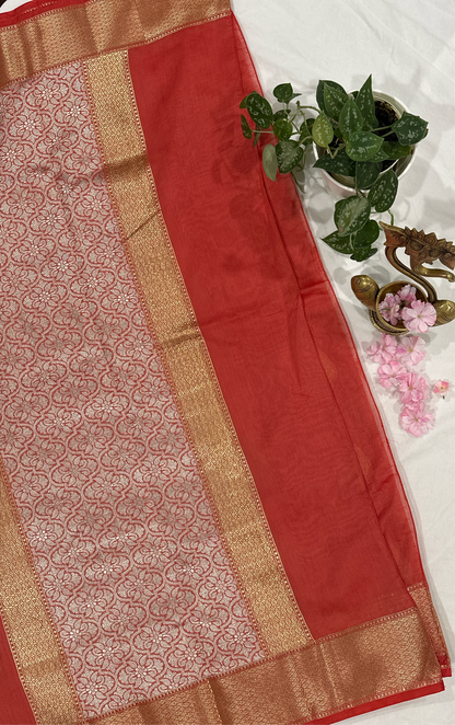 Erode Chiniya Silk Red Saree