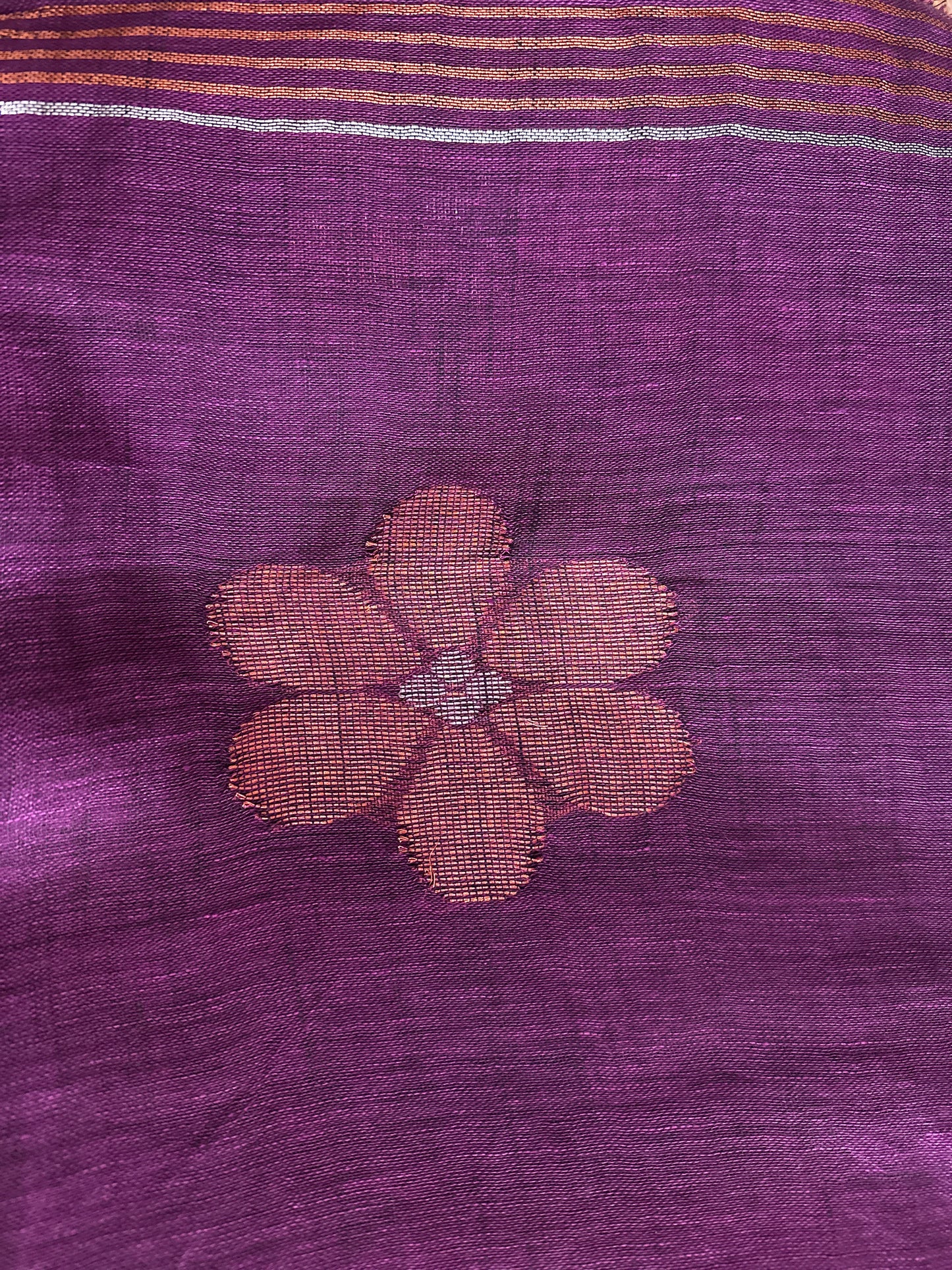 Linen Floral Purple Saree