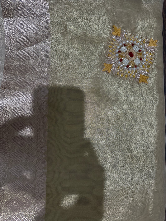 Fancy Soft Tissue Gold Saree