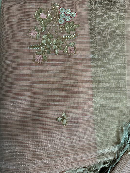 Fancy Kota Gota Patti Embroidery Saree