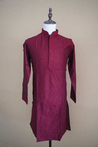 Maroon Thread Embroidery Kurta