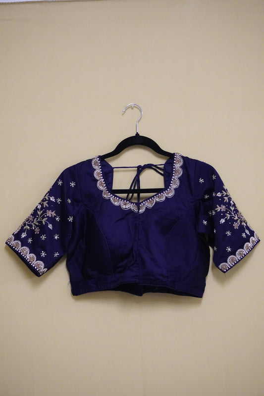 Classic Navy Maggam Blouse