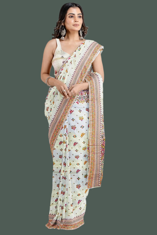 Matka Patola weaving Beige saree
