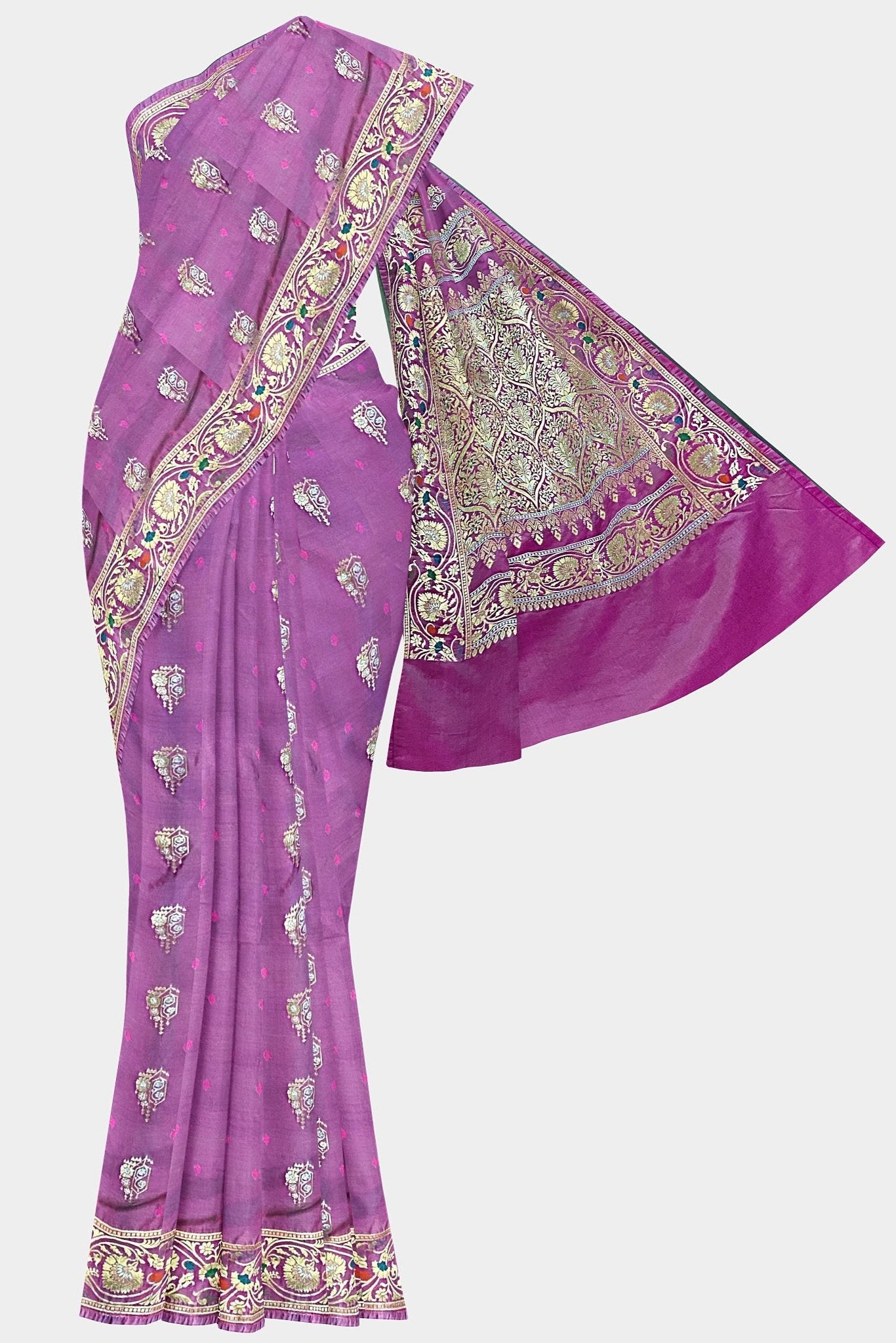 Banarasi Katan Silk Sonarupa Pink Saree