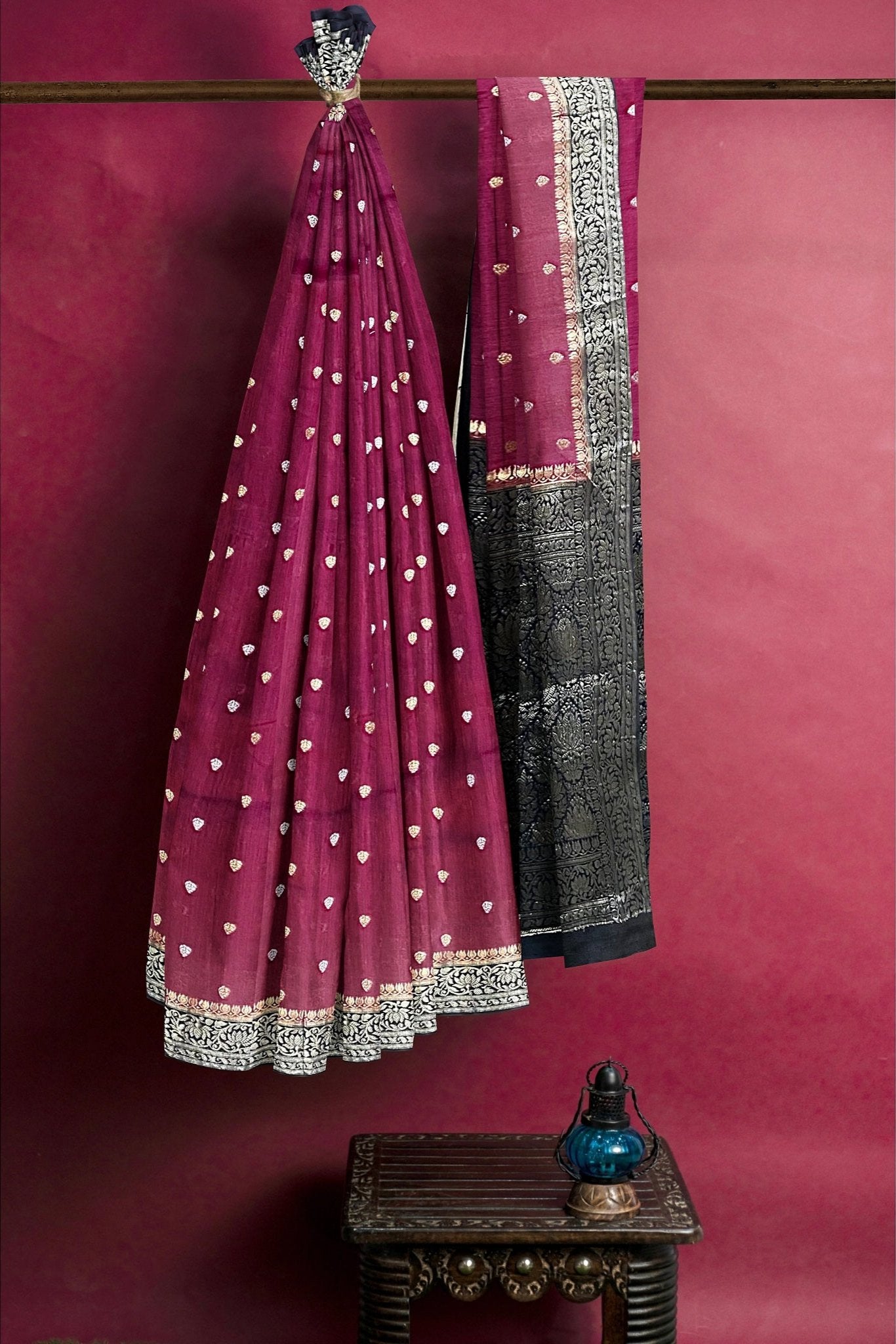 Chiniya Silk Maroon Saree