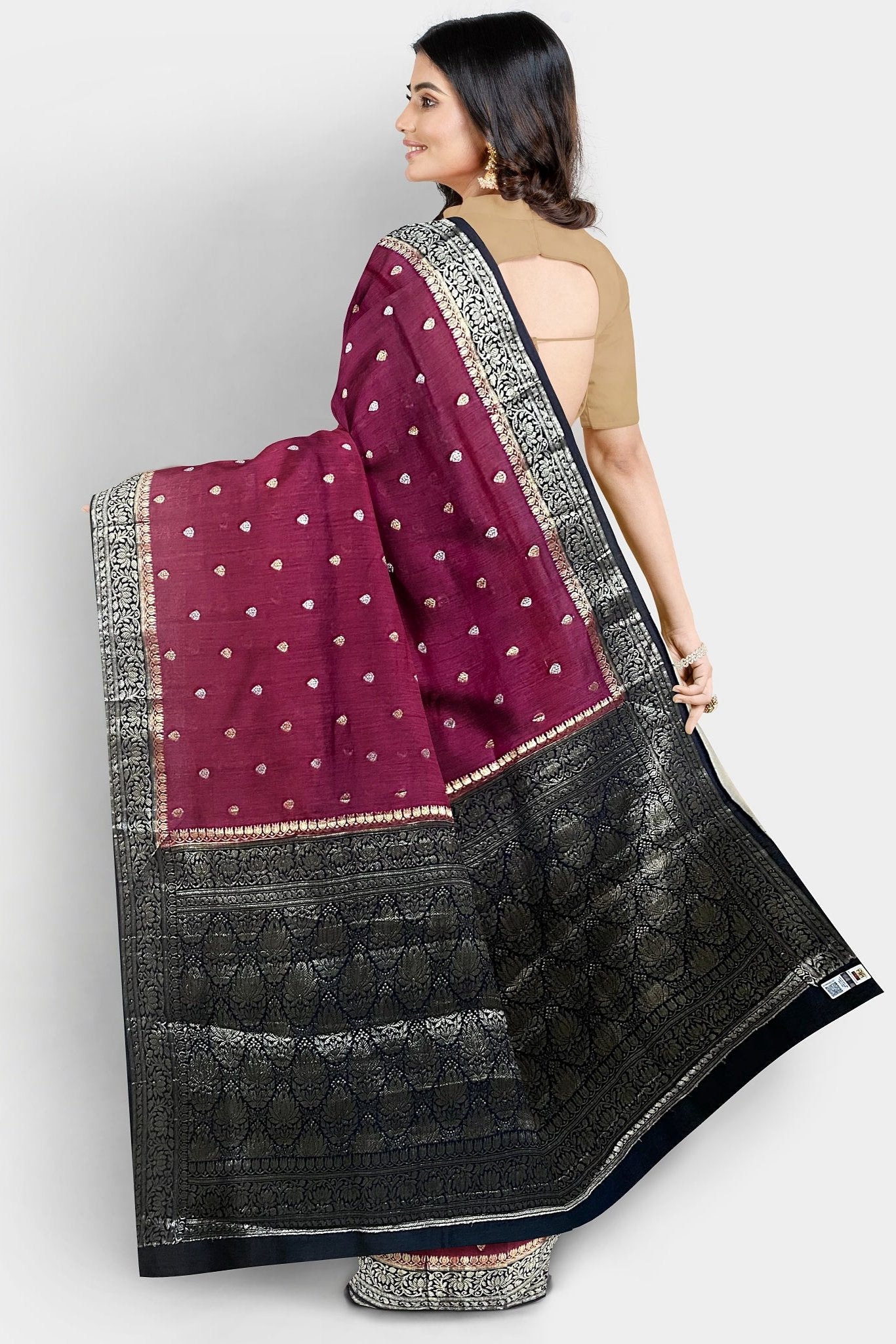 Chiniya Silk Maroon Saree