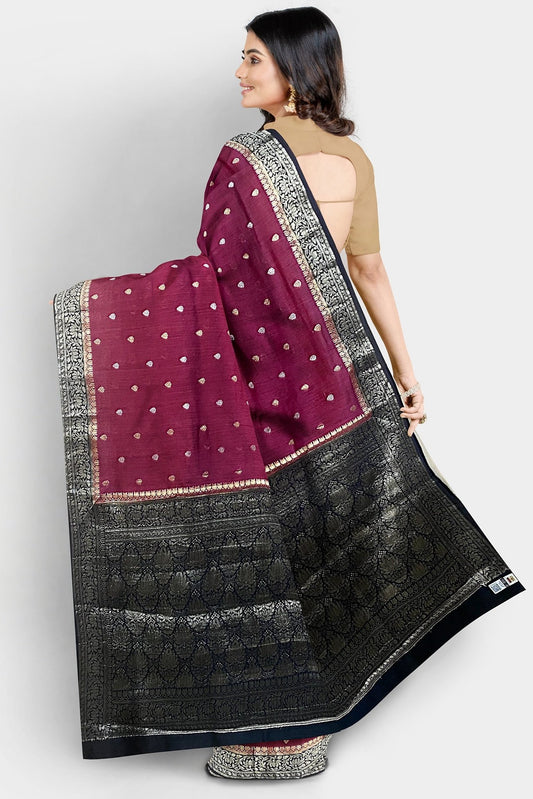Chiniya Silk Maroon Saree