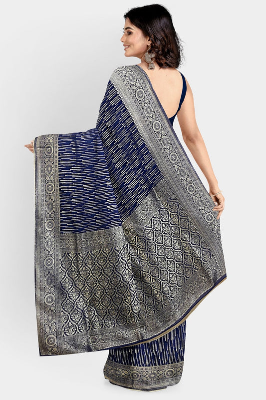 Banarasi Georgette Blue Saree