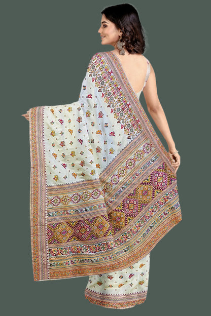 Matka Patola weaving Beige saree