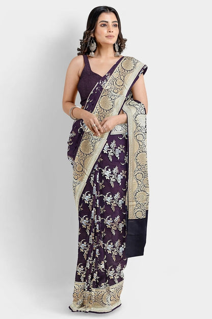 Banarasi Katan Silk Sonarupa Brown Saree