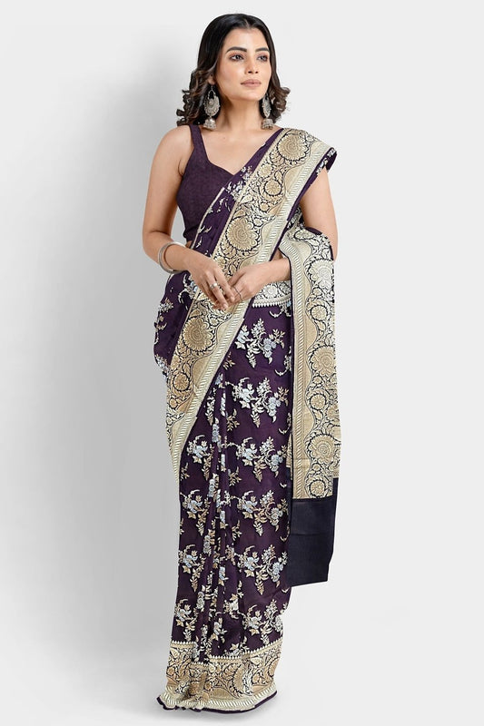 Banarasi Katan Silk Sonarupa Brown Saree